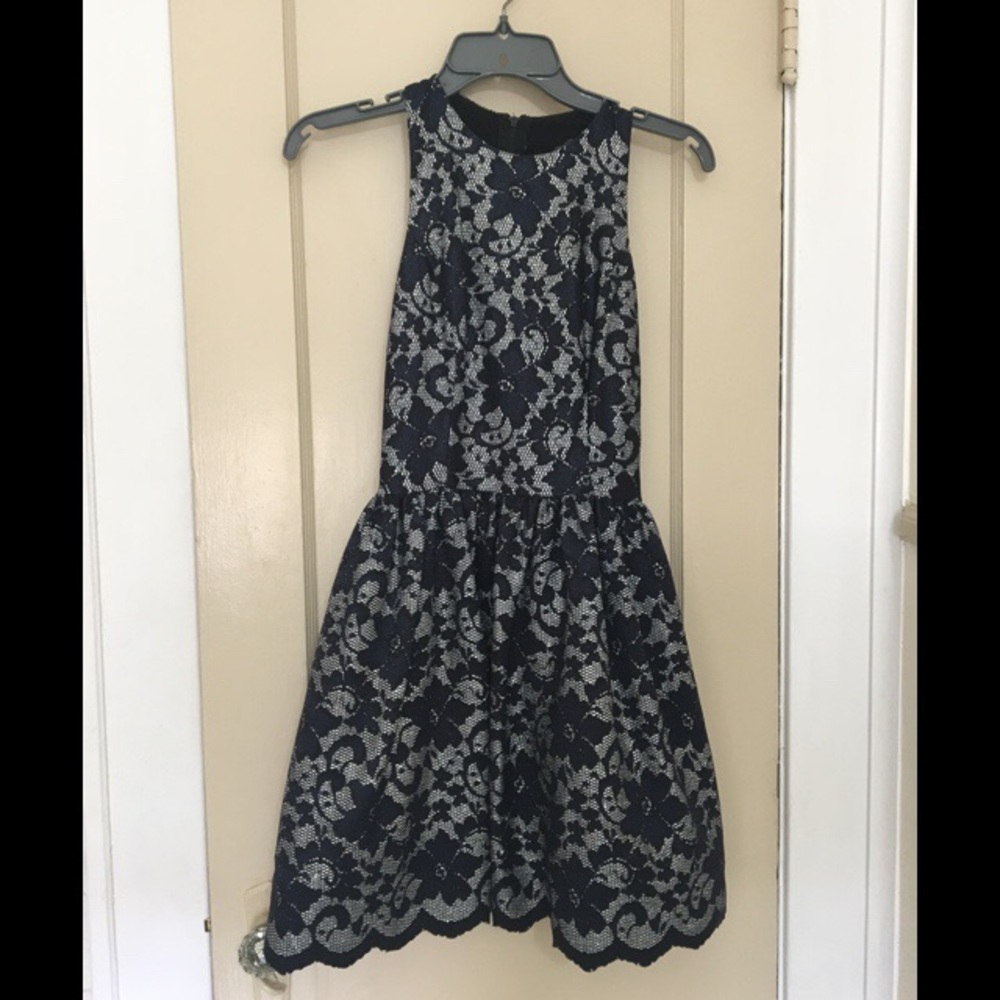 Aqua Metallic Lace Dress